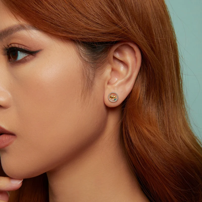 (imagem para) Brincos de elefante dourado estilo PANDORA - SCE1794 - Visualizar 10