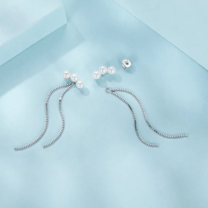 (imagem para) Brincos de Franja com Pérola de Concha PANDORA Style - SCE1777 - Visualizar 3