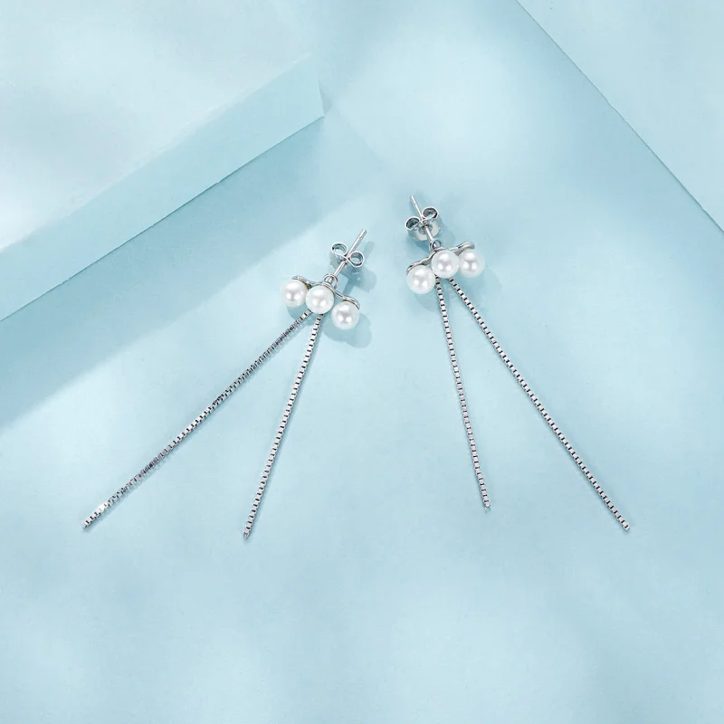 (imagem para) Brincos de Franja com Pérola de Concha PANDORA Style - SCE1777 - Visualizar 4