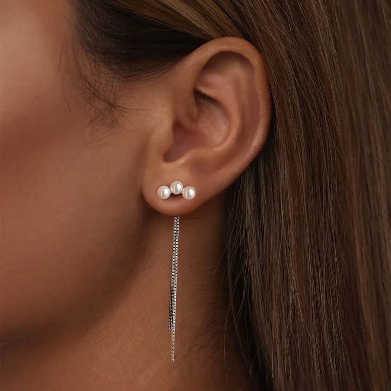 (imagem para) Brincos de Franja com Pérola de Concha PANDORA Style - SCE1777 - Visualizar 6