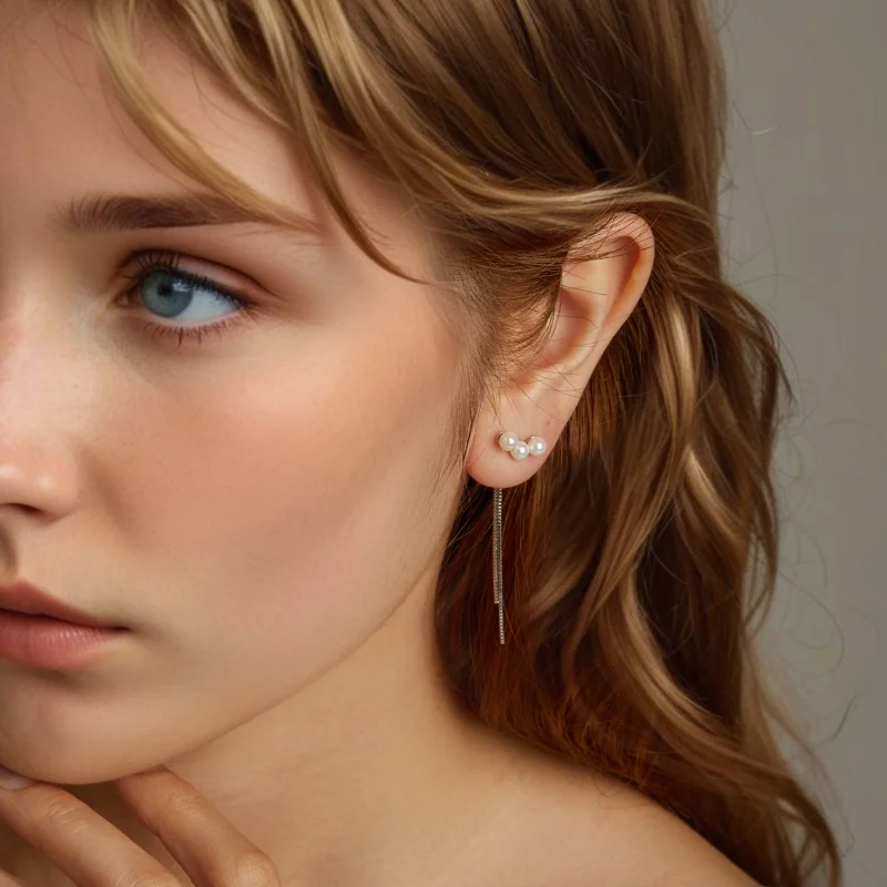 (imagem para) Brincos de Franja com Pérola de Concha PANDORA Style - SCE1777 - Visualizar 8