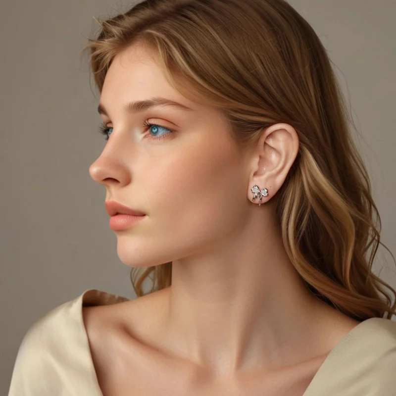 (imagem para) Brincos de Laço Estilo PANDORA - BSE1061 - Visualizar 7