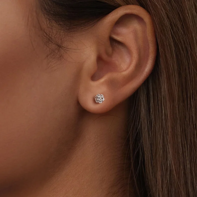 (imagem para) Brincos de Moissanite Estilo PANDORA (com um certificado) - MSE059 - Visualizar 6