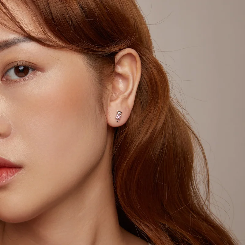 (imagem para) Brincos de Orelha de Gato com Coração Estilo PANDORA - SCE1773 - Visualizar 9