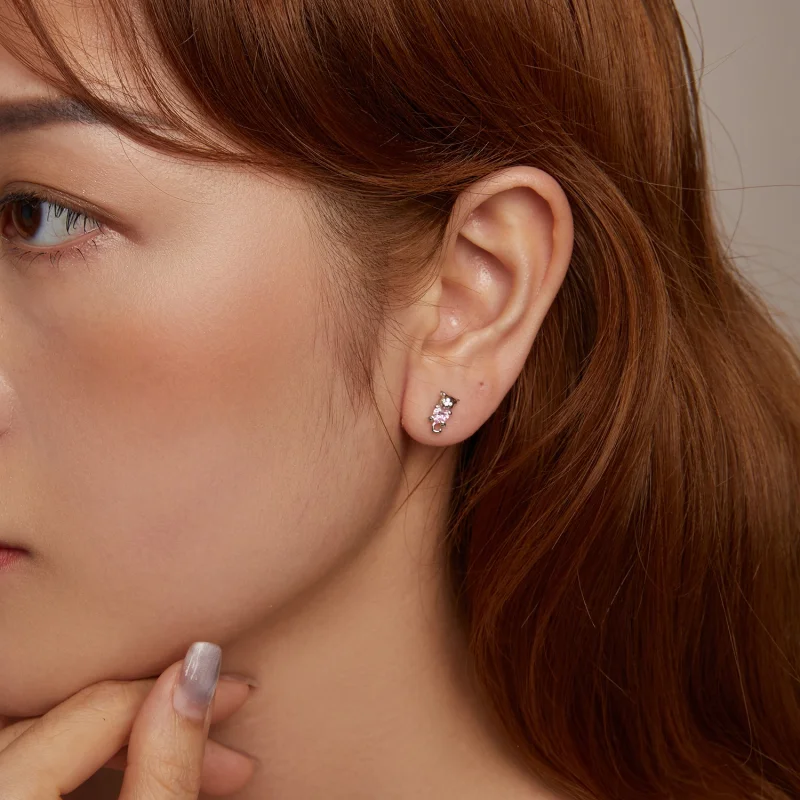 (imagem para) Brincos de Orelha de Gato com Coração Estilo PANDORA - SCE1773 - Visualizar 10