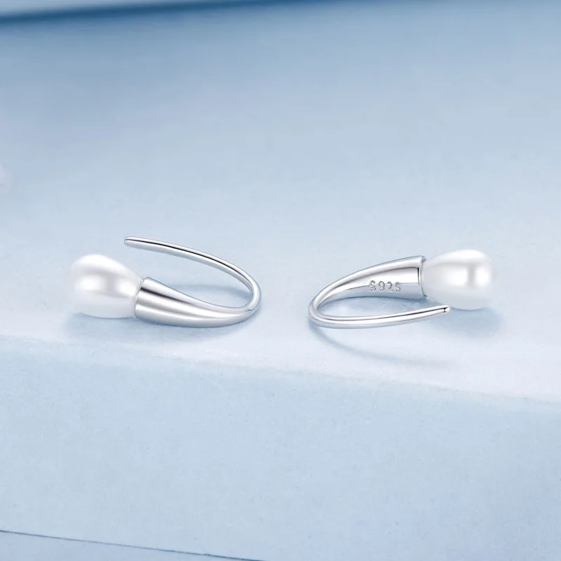 (imagem para) Brincos de Pérola em Forma de Lágrima Estilo PANDORA - BSE1054 - Visualizar 2