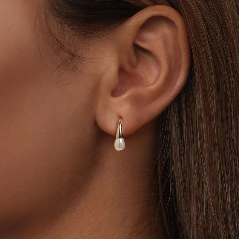 (imagem para) Brincos de Pérola em Forma de Lágrima Estilo PANDORA - BSE1054 - Visualizar 6