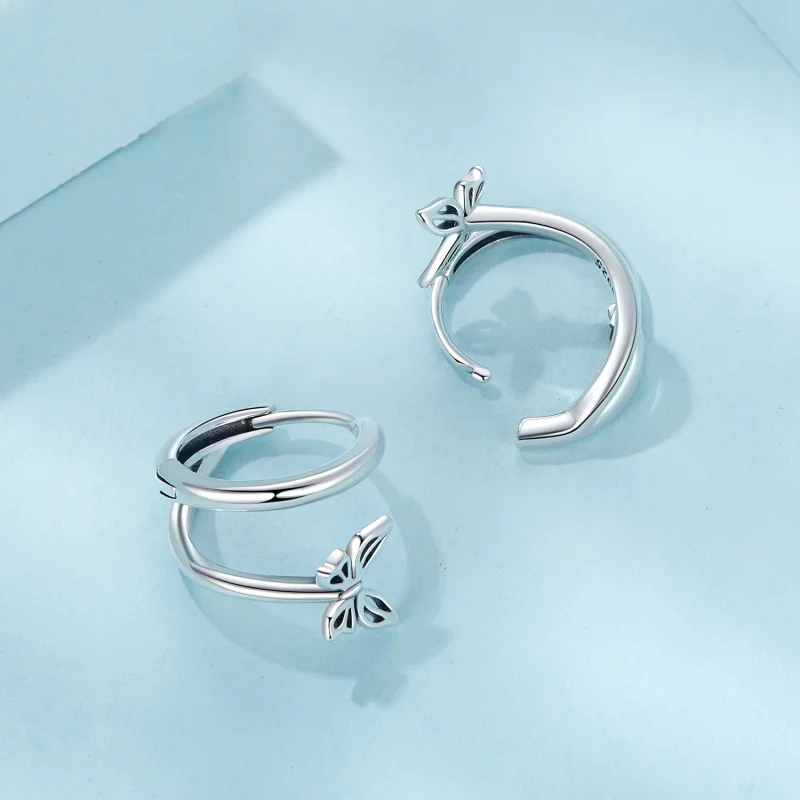 (imagem para) Brincos Estilo PANDORA Borboleta - SCE1766 - Visualizar 4