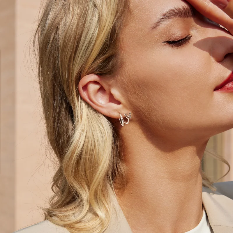 (imagem para) Brincos Estilo PANDORA Borboleta - SCE1766 - Visualizar 7