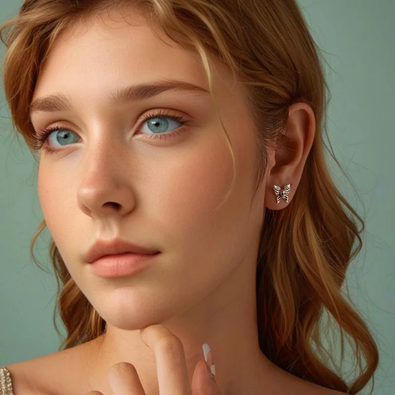 (imagem para) Brincos Estilo PANDORA Caveira e Borboleta - SCE1798 - Visualizar 7