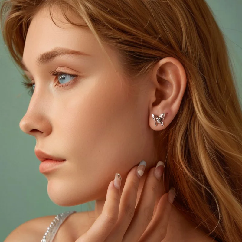 (imagem para) Brincos Estilo PANDORA Caveira e Borboleta - SCE1798 - Visualizar 8