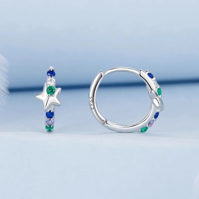 (imagem para) Brincos Estrela Coloridos Estilo PANDORA - BSE1048 - Visualizar 2