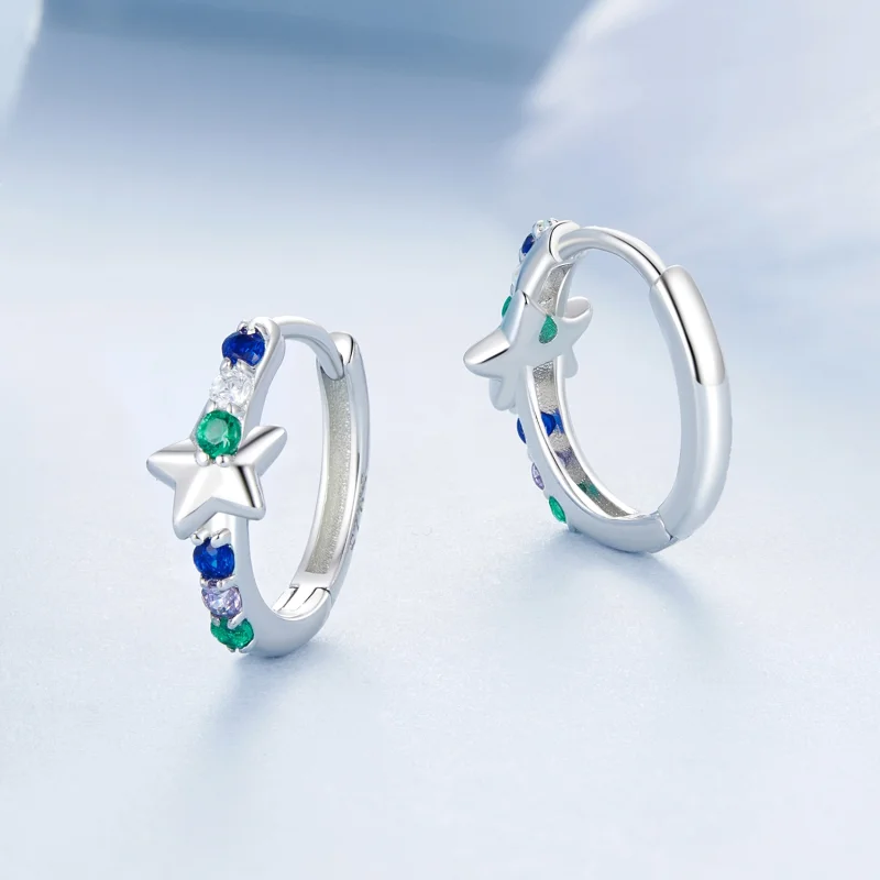 (imagem para) Brincos Estrela Coloridos Estilo PANDORA - BSE1048 - Visualizar 3