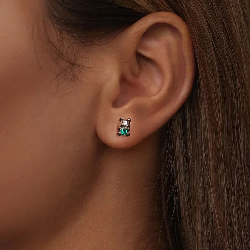 (imagem para) Brincos Panda Estilo PANDORA Coração - SCE1775 - Visualizar 6