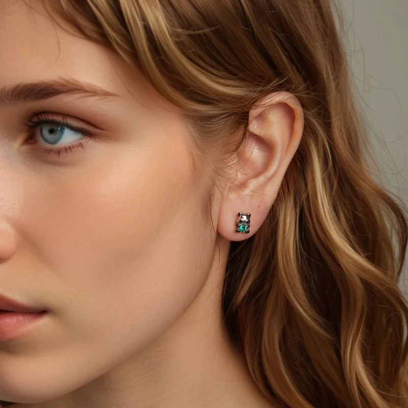 (imagem para) Brincos Panda Estilo PANDORA Coração - SCE1775 - Visualizar 8