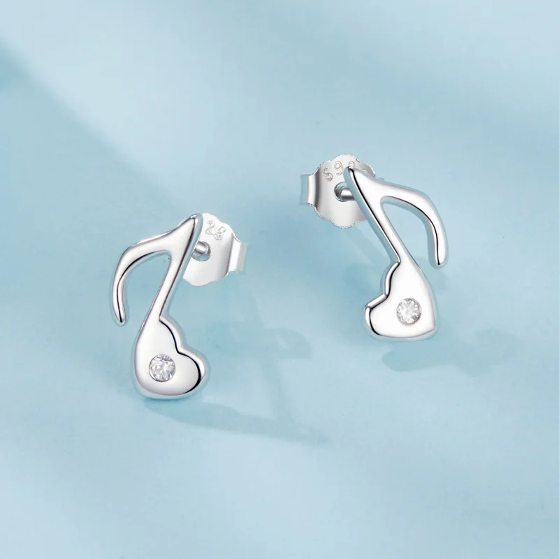 (imagem para) Brincos PANDORA Estilo Coração com Nota Musical - SCE1805 - Visualizar 3