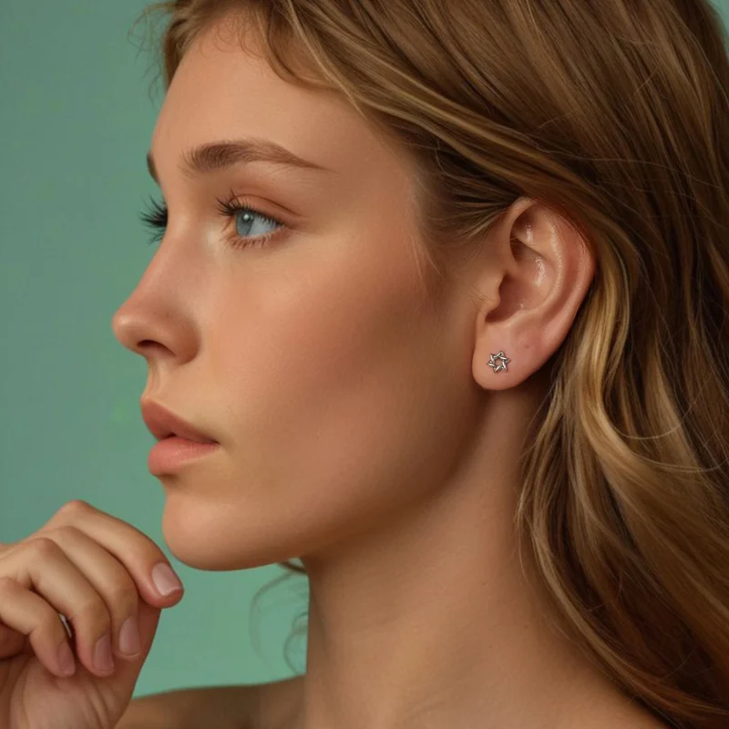 (imagem para) Brincos PANDORA Estilo Estrela de Seis Pontas - SCE1809 - Visualizar 8