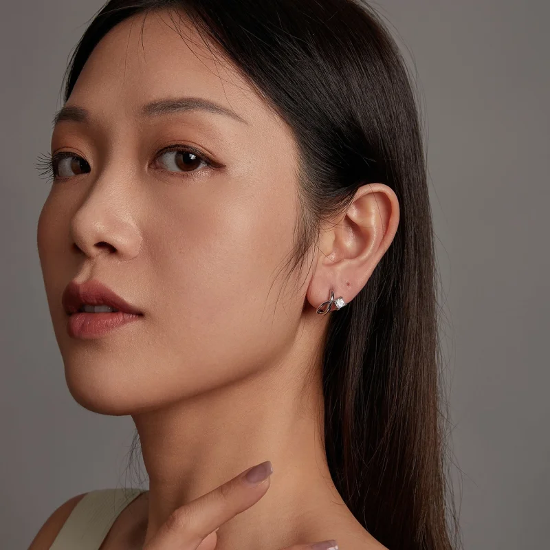 (imagem para) Brincos PANDORA Style com zircônia quadrada dupla camada - BSE1052 - Visualizar 9