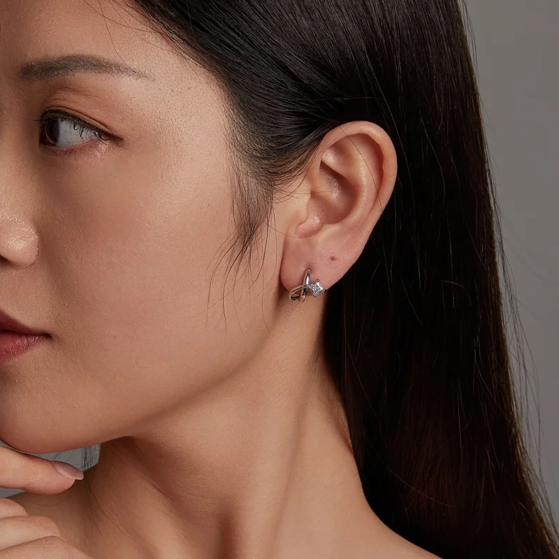 (imagem para) Brincos PANDORA Style com zircônia quadrada dupla camada - BSE1052 - Visualizar 10