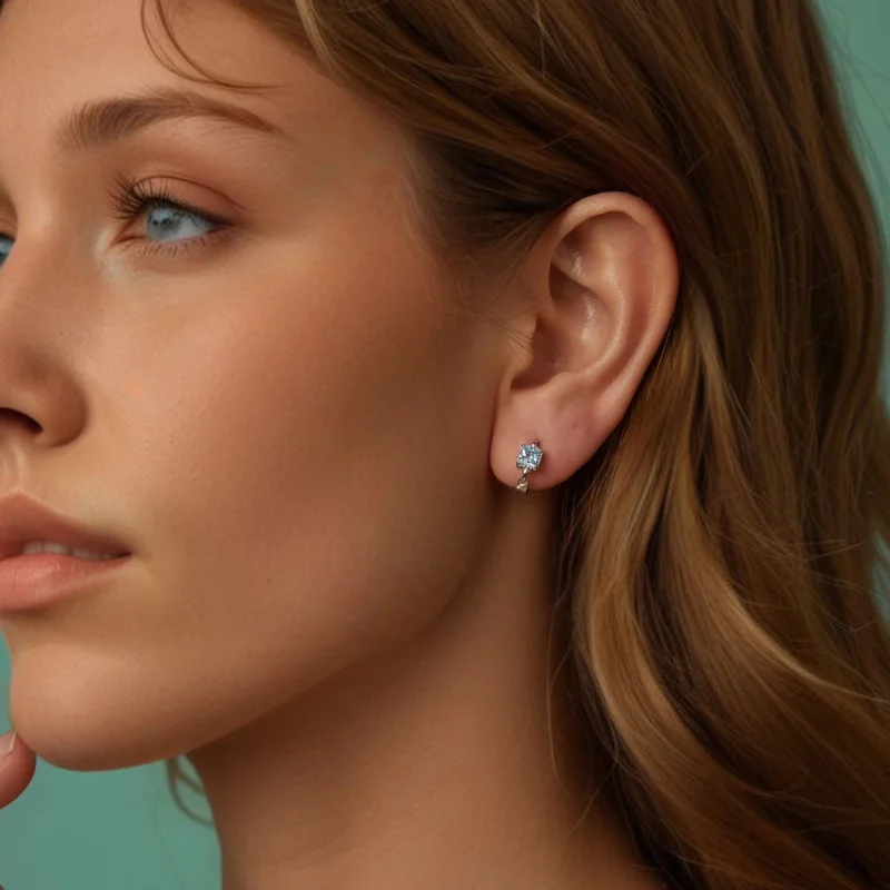 (imagem para) Brincos Quadrados Princesa Azul Marinho PANDORA - BSE1100 - Visualizar 6