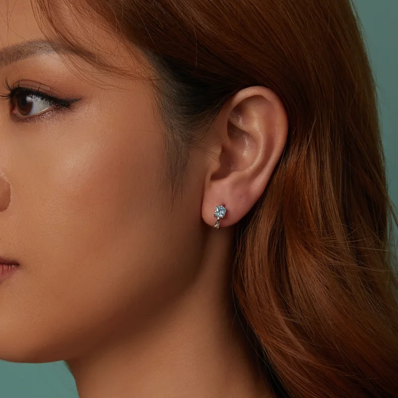 (imagem para) Brincos Quadrados Princesa Azul Marinho PANDORA - BSE1100 - Visualizar 8