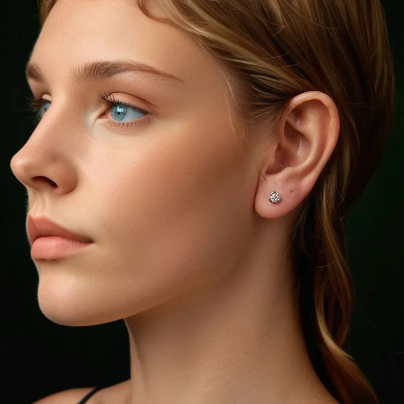 (imagem para) Brincos Rosa de Moissanita Estilo PANDORA (com um certificado) - MSE071 - Visualizar 8