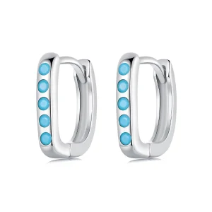 (imagem para) Brincos simples de turquesa estilo PANDORA - BSE1084-BU
