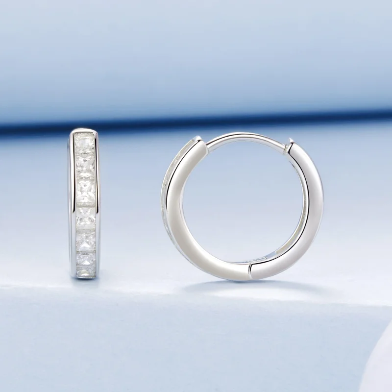 (imagem para) Brincos Sparkling Princess Square PANDORA Style - BSE1102 - Visualizar 2