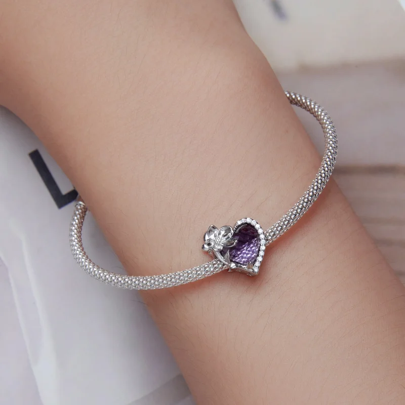 (imagem para) Charm coração com pedra de nascimento de fevereiro PANDORA Style - BSC660-2 - Visualizar 6