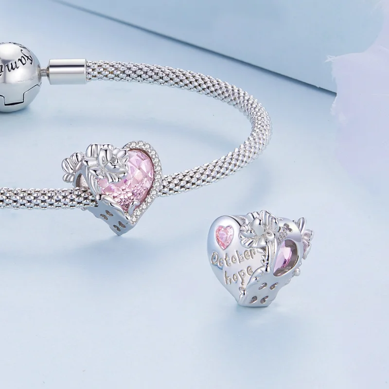 (imagem para) Charm coração com pedra do mês de outubro PANDORA Style - BSC660-10 - Visualizar 5