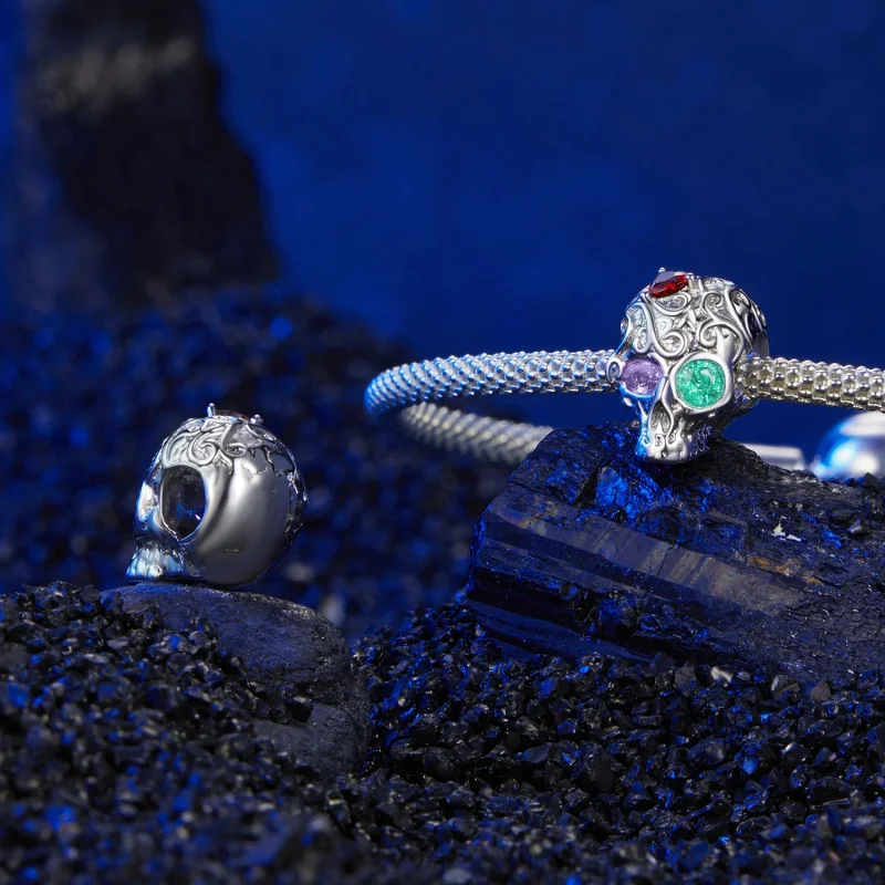 (imagem para) Charm PANDORA Estilo Caveira com padrão floral - SCC2893 - Visualizar 4