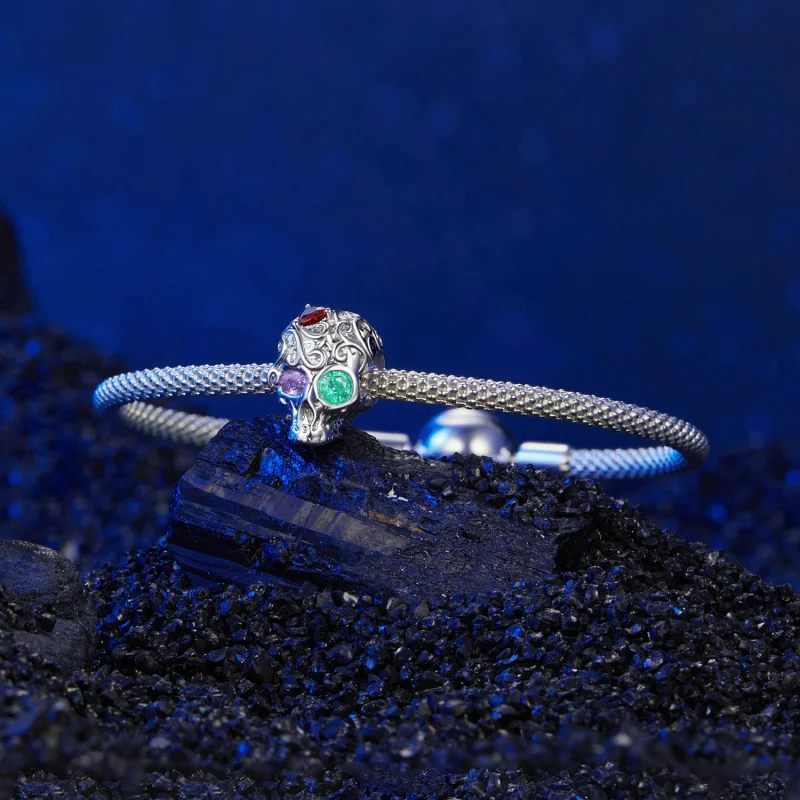 (imagem para) Charm PANDORA Estilo Caveira com padrão floral - SCC2893 - Visualizar 5