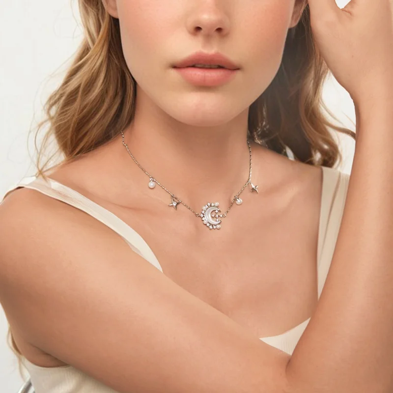 (imagem para) Colar Lua Crescente Estilo PANDORA - YIN115 - Visualizar 6