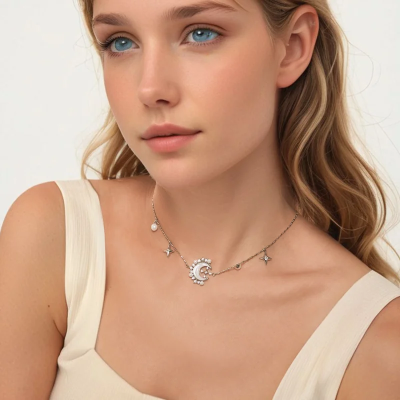 (imagem para) Colar Lua Crescente Estilo PANDORA - YIN115 - Visualizar 7