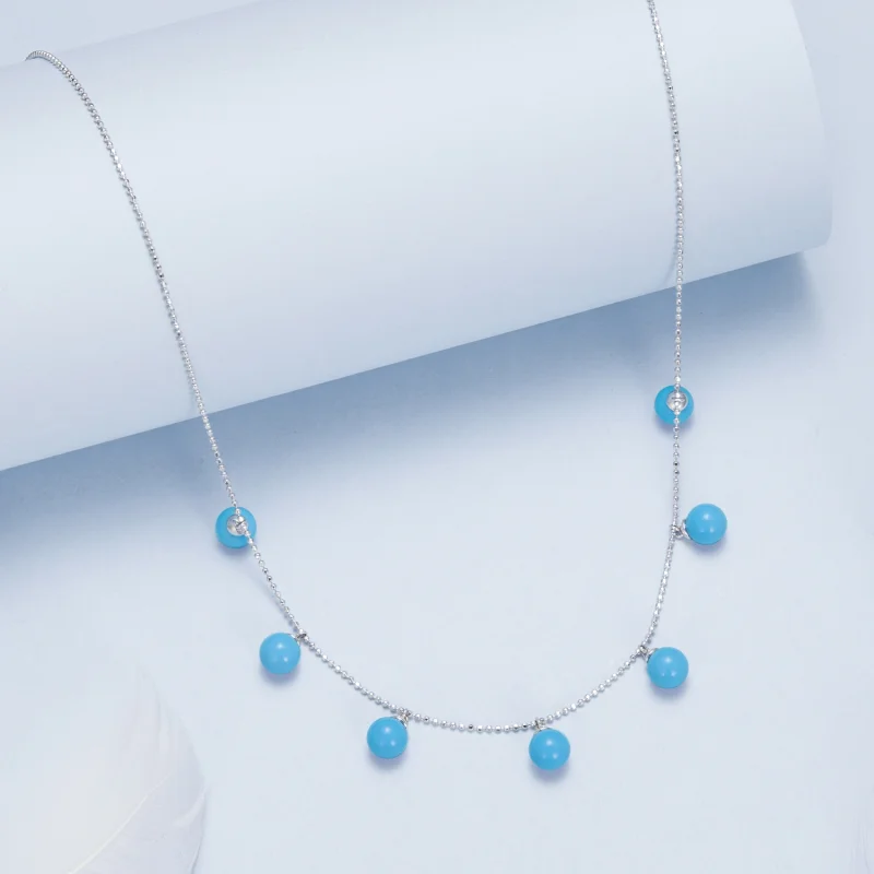 (imagem para) Colar PANDORA Style Blue turquoise clavícula - BSN405 - Visualizar 6