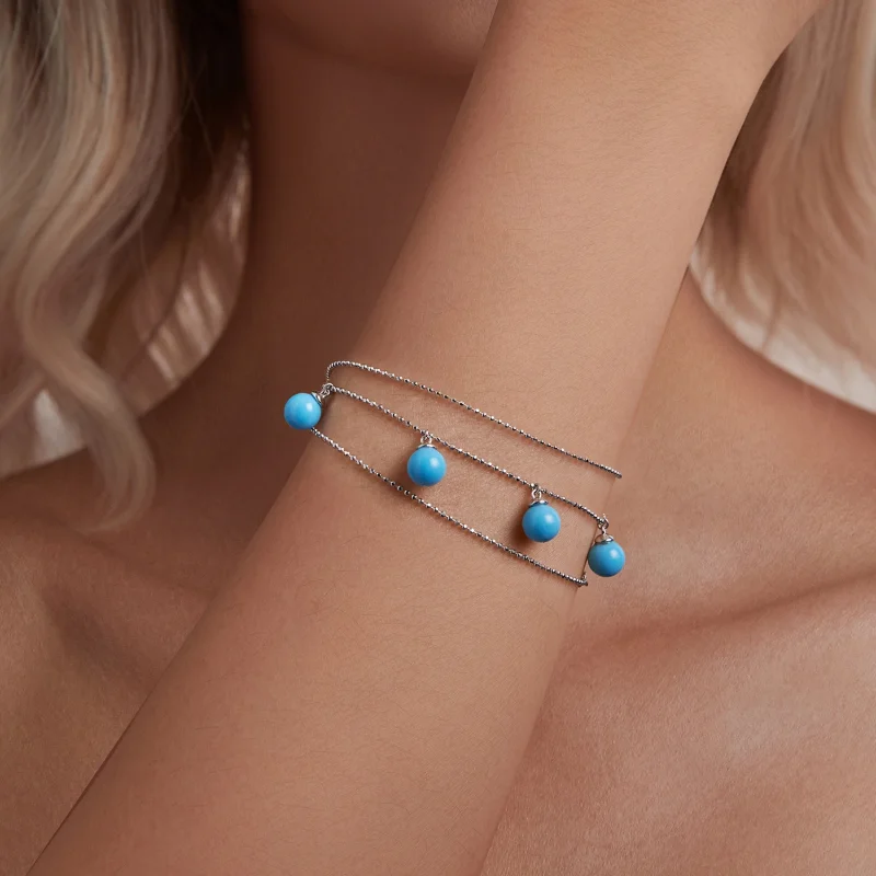 (imagem para) Colar PANDORA Style Blue turquoise clavícula - BSN405 - Visualizar 8