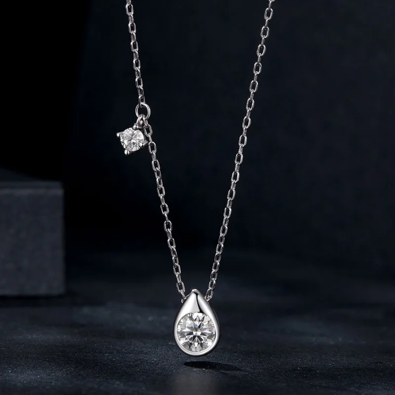 (imagem para) Colar PANDORA Style com pingente de gota de Moissanite 0.5ct (com um certificado - Visualizar 3