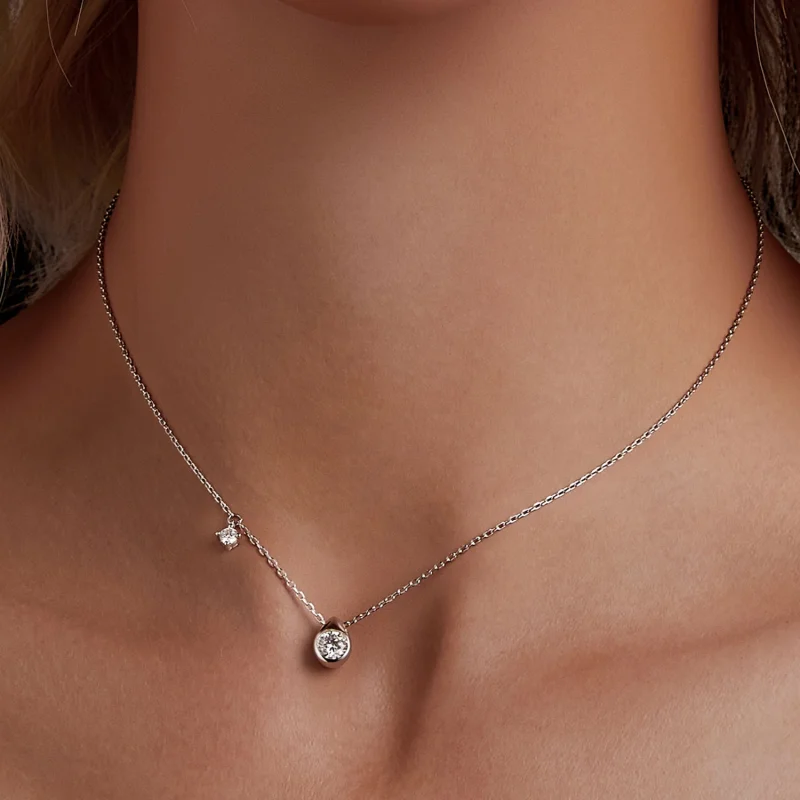 (imagem para) Colar PANDORA Style com pingente de gota de Moissanite 0.5ct (com um certificado - Visualizar 5