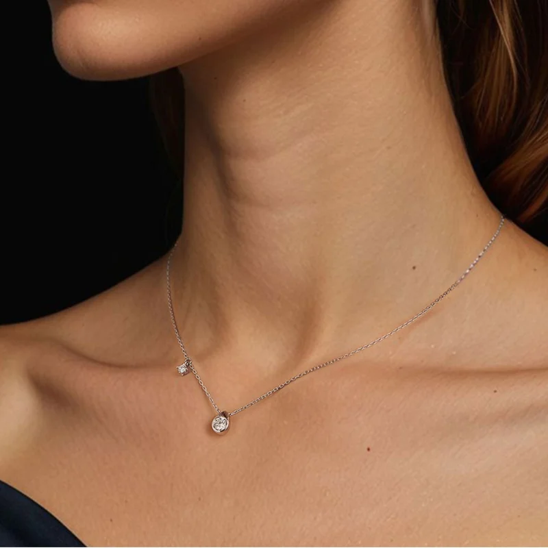 (imagem para) Colar PANDORA Style com pingente de gota de Moissanite 0.5ct (com um certificado - Visualizar 6