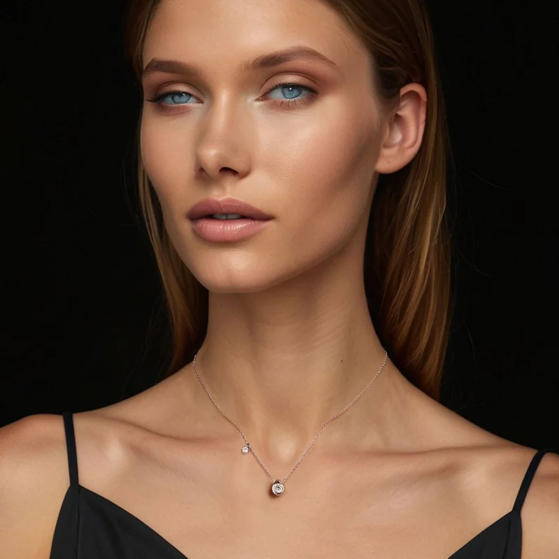 (imagem para) Colar PANDORA Style com pingente de gota de Moissanite 0.5ct (com um certificado - Visualizar 7