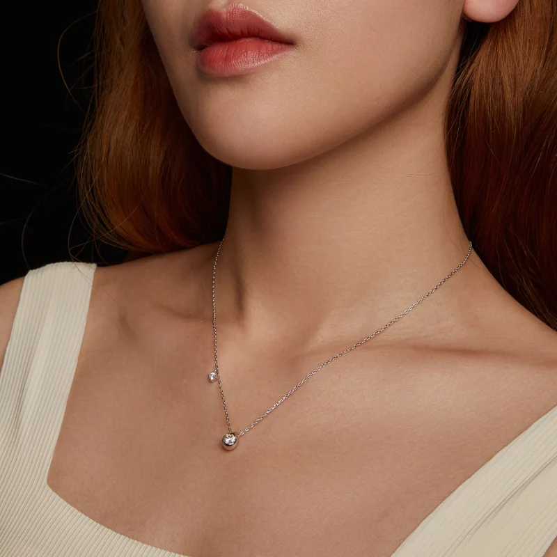 (imagem para) Colar PANDORA Style com pingente de gota de Moissanite 0.5ct (com um certificado - Visualizar 8