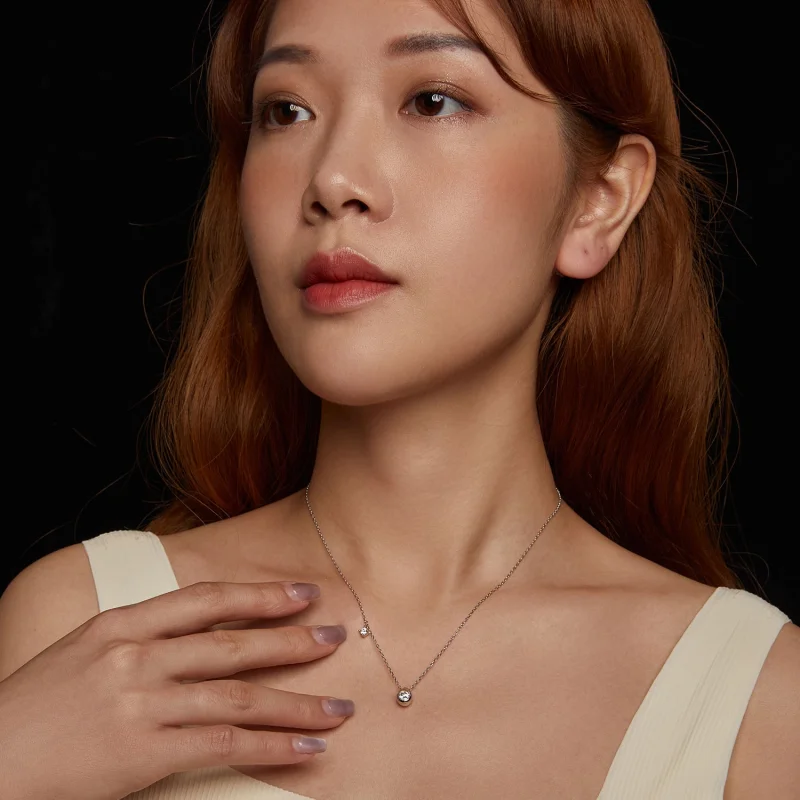 (imagem para) Colar PANDORA Style com pingente de gota de Moissanite 0.5ct (com um certificado - Visualizar 9