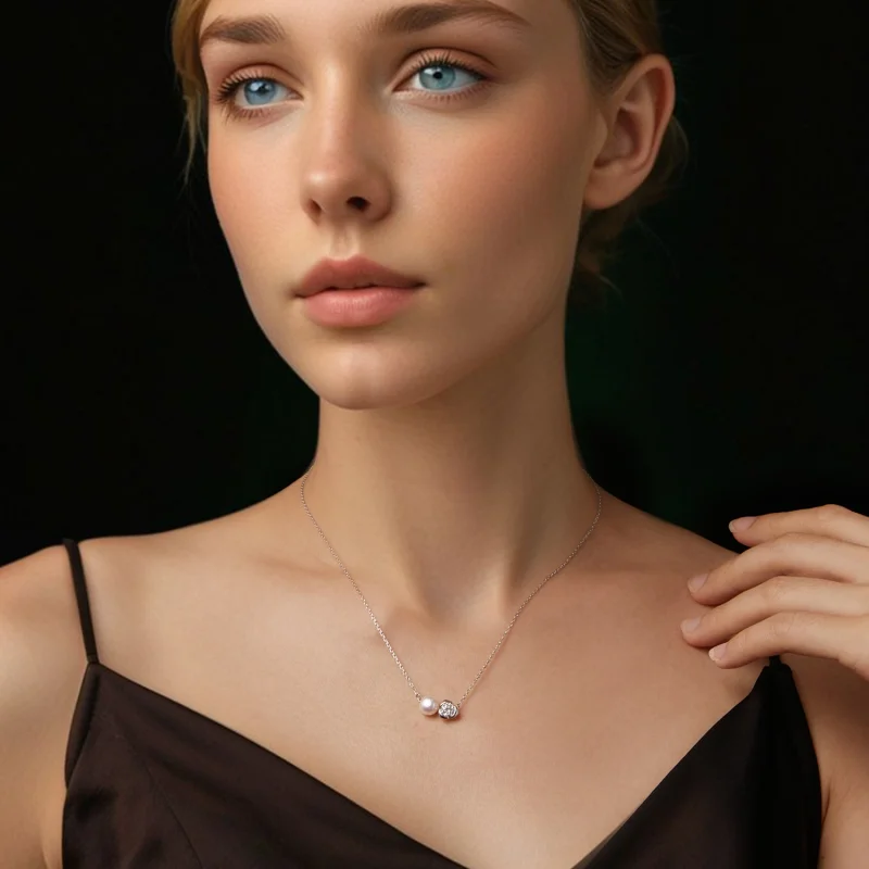 (imagem para) Colar Rosa de Moissanita Estilo PANDORA (com um certificado) - MSN040 - Visualizar 5