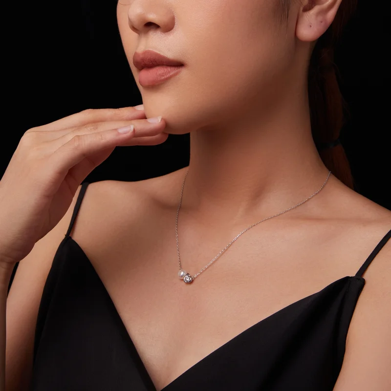 (imagem para) Colar Rosa de Moissanita Estilo PANDORA (com um certificado) - MSN040 - Visualizar 8