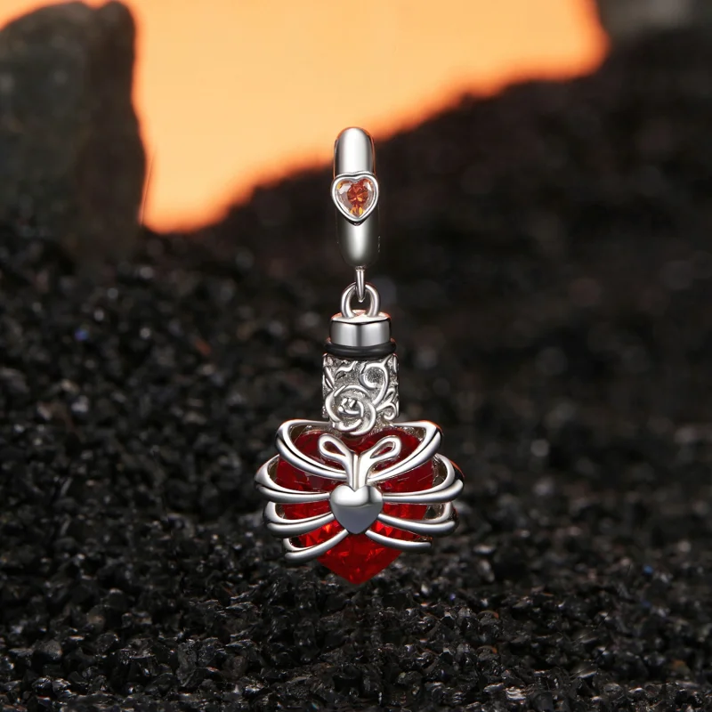 (imagem para) Coração Suspenso de Rosa Memorial Estilo PANDORA Vermelho - BSC1058-RD - Visualizar 2