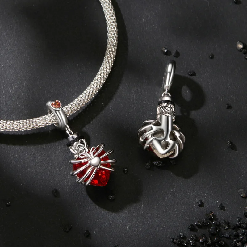 (imagem para) Coração Suspenso de Rosa Memorial Estilo PANDORA Vermelho - BSC1058-RD - Visualizar 4