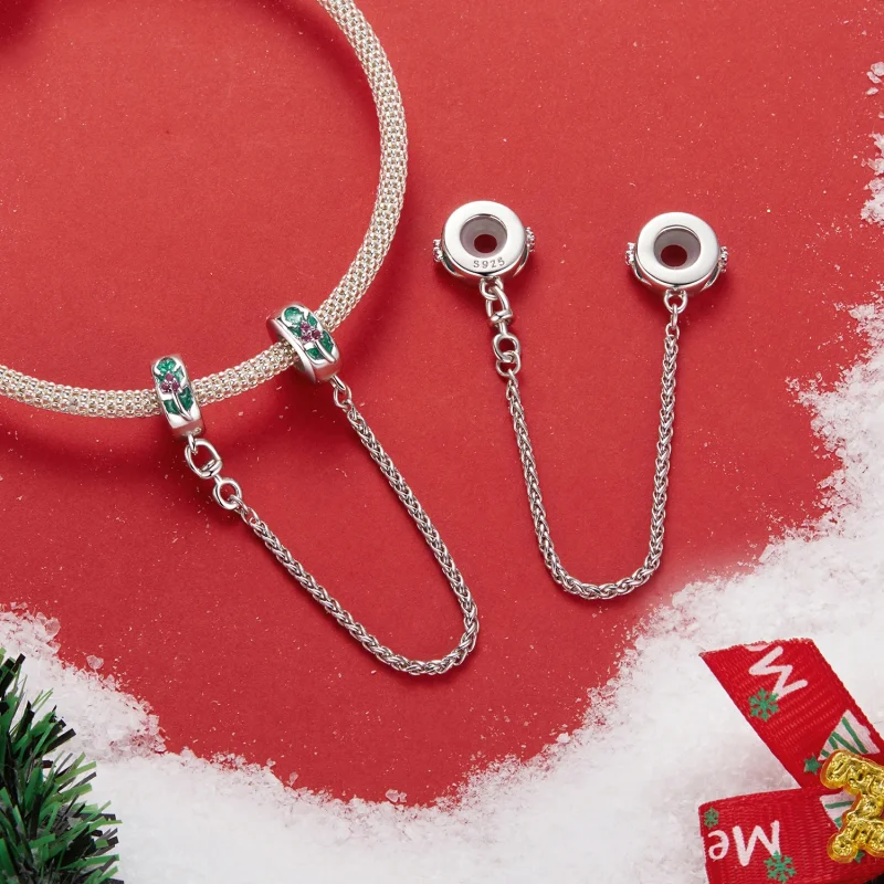 (imagem para) Corrente de Segurança de Azevinho Natalino PANDORA Style - SCC2918 - Visualizar 3