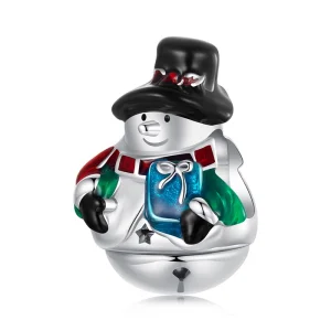 Miçangas de Boneco de Neve com Sino de Natal PANDORA Style - SCC2913 (imagem para) Miçangas de Boneco de Neve com Sino de Natal PANDORA Style - SCC2913