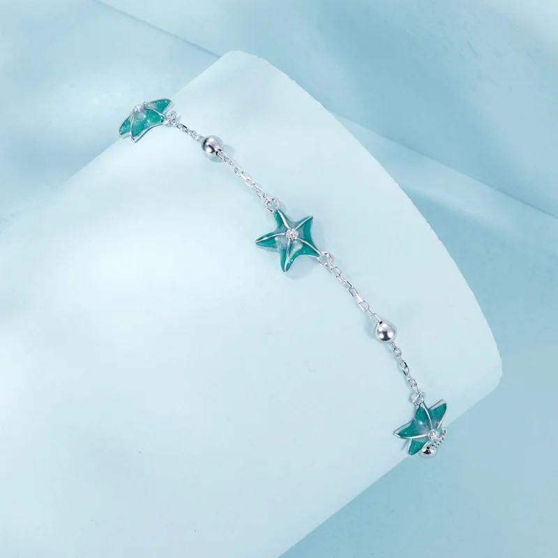(imagem para) PANDORA Pulseira de Tornozelo Estrela-do-Mar Teal - SCT026 - Visualizar 2