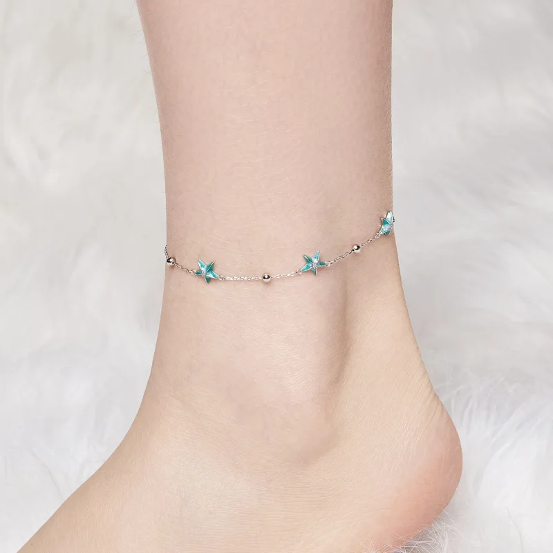 (imagem para) PANDORA Pulseira de Tornozelo Estrela-do-Mar Teal - SCT026 - Visualizar 4